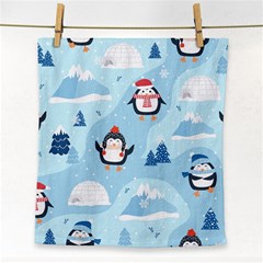 Christmas-seamless-pattern-with-penguin Face Towel