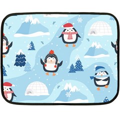 Christmas-seamless-pattern-with-penguin Fleece Blanket (Mini)