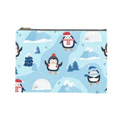 Christmas-seamless-pattern-with-penguin Cosmetic Bag (Large)