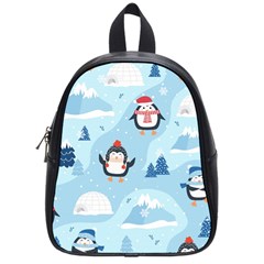 Christmas-seamless-pattern-with-penguin School Bag (Small)