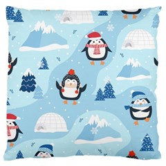 Christmas-seamless-pattern-with-penguin Large Cushion Case (Two Sides)