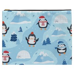 Christmas-seamless-pattern-with-penguin Cosmetic Bag (XXXL)