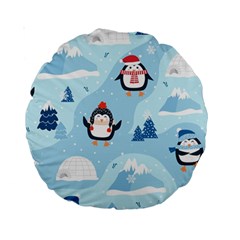 Christmas-seamless-pattern-with-penguin Standard 15  Premium Round Cushions