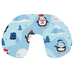 Christmas-seamless-pattern-with-penguin Travel Neck Pillow