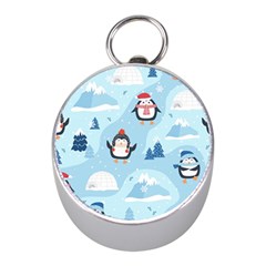 Christmas-seamless-pattern-with-penguin Mini Silver Compasses