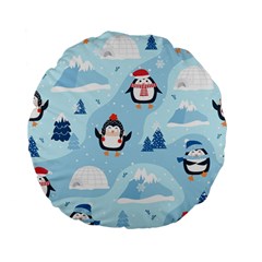 Christmas-seamless-pattern-with-penguin Standard 15  Premium Flano Round Cushions