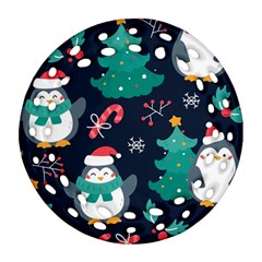 Colorful-funny-christmas-pattern      - Ornament (Round Filigree)