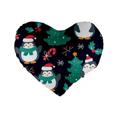 Colorful-funny-christmas-pattern      - Standard 16  Premium Flano Heart Shape Cushions by Grandong