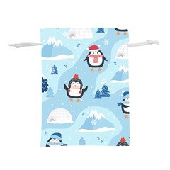 Christmas-seamless-pattern-with-penguin Lightweight Drawstring Pouch (L)