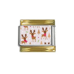 Christmas-seamless-pattern-with-reindeer Gold Trim Italian Charm (9mm) by Grandong