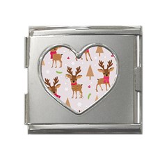 Christmas-seamless-pattern-with-reindeer Mega Link Heart Italian Charm (18mm) by Grandong