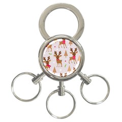 Christmas-seamless-pattern-with-reindeer 3-ring Key Chain by Grandong