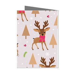 Christmas-seamless-pattern-with-reindeer Mini Greeting Cards (pkg Of 8) by Grandong