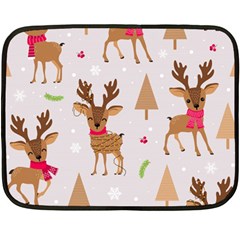 Christmas-seamless-pattern-with-reindeer Two Sides Fleece Blanket (mini) by Grandong
