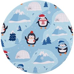 Christmas-seamless-pattern-with-penguin Uv Print Round Tile Coaster by Grandong