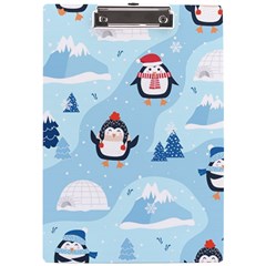 Christmas-seamless-pattern-with-penguin A4 Acrylic Clipboard