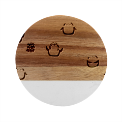 Christmas-seamless-pattern-with-penguin Marble Wood Coaster (Round)