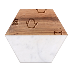 Christmas-seamless-pattern-with-penguin Marble Wood Coaster (Hexagon) 