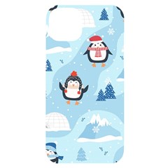 Christmas-seamless-pattern-with-penguin iPhone 14 Plus Black UV Print Case
