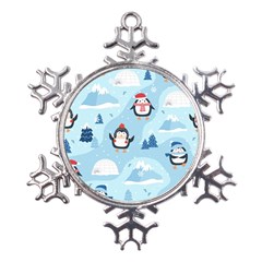 Christmas-seamless-pattern-with-penguin Metal Large Snowflake Ornament