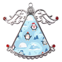 Christmas-seamless-pattern-with-penguin Metal Angel with Crystal Ornament