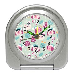 Christmas Paper Stars Pattern Texture Background Colorful Colors Seamless Copy Travel Alarm Clock by Grandong