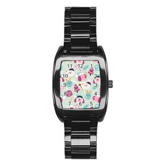 Christmas Paper Stars Pattern Texture Background Colorful Colors Seamless Copy Stainless Steel Barrel Watch by Grandong