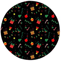 Christmas Pattern Texture Colorful Wallpaper Wooden Bottle Opener (round) by Grandong