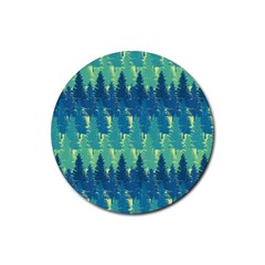 Christmas Trees Pattern Digital Paper Seamless Rubber Coaster (round) by Grandong