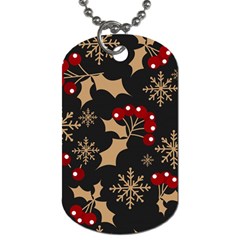 Christmas-pattern-with-snowflakes-berries Dog Tag (one Side) by Grandong