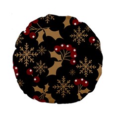 Christmas-pattern-with-snowflakes-berries Standard 15  Premium Round Cushions by Grandong