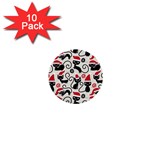 Cute Christmas Seamless Pattern Vector 1  Mini Buttons (10 pack)  Front