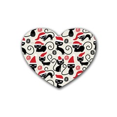 Cute Christmas Seamless Pattern Vector Rubber Coaster (heart) by Grandong