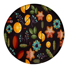 Christmas-seamless-pattern   - Round Glass Fridge Magnet (4 Pack) by Grandong