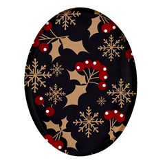 Christmas-pattern-with-snowflakes-berries Oval Glass Fridge Magnet (4 Pack) by Grandong