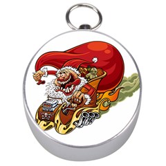 Funny Santa Claus Christmas Silver Compasses by Grandong