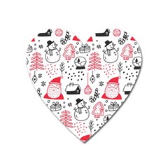 Christmas-themed-seamless-pattern Heart Magnet by Grandong