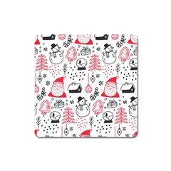 Christmas-themed-seamless-pattern Square Magnet by Grandong