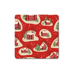 Christmas-new-year-seamless-pattern Square Magnet by Grandong