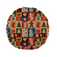 Cute Christmas Seamless Pattern Vector  - Standard 15  Premium Round Cushions by Grandong