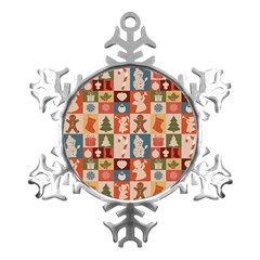 Cute Christmas Seamless Pattern Vector  - Metal Small Snowflake Ornament by Grandong