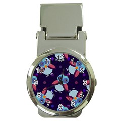 Owl-pattern-background Money Clip Watches by Grandong