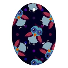 Owl-pattern-background Oval Ornament (two Sides) by Grandong