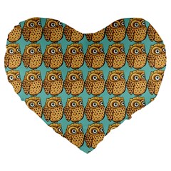 Owl Dreamcatcher Large 19  Premium Flano Heart Shape Cushions