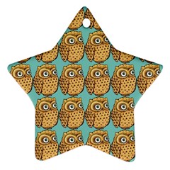 Seamless Cute Colourfull Owl Kids Pattern Star Ornament (two Sides) by Grandong