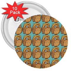 Owl-pattern-background 3  Buttons (10 Pack)  by Grandong