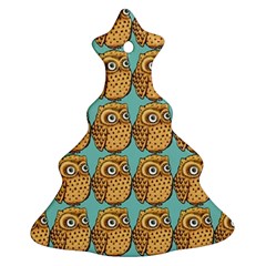 Seamless Cute Colourfull Owl Kids Pattern Christmas Tree Ornament (two Sides)