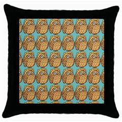 Owl-pattern-background Throw Pillow Case (black) by Grandong