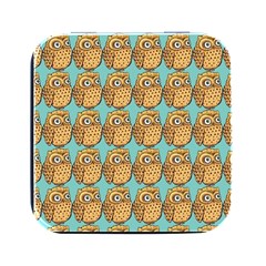 Seamless Cute Colourfull Owl Kids Pattern Square Metal Box (black) by Grandong