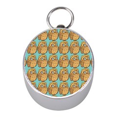 Owl-pattern-background Mini Silver Compasses